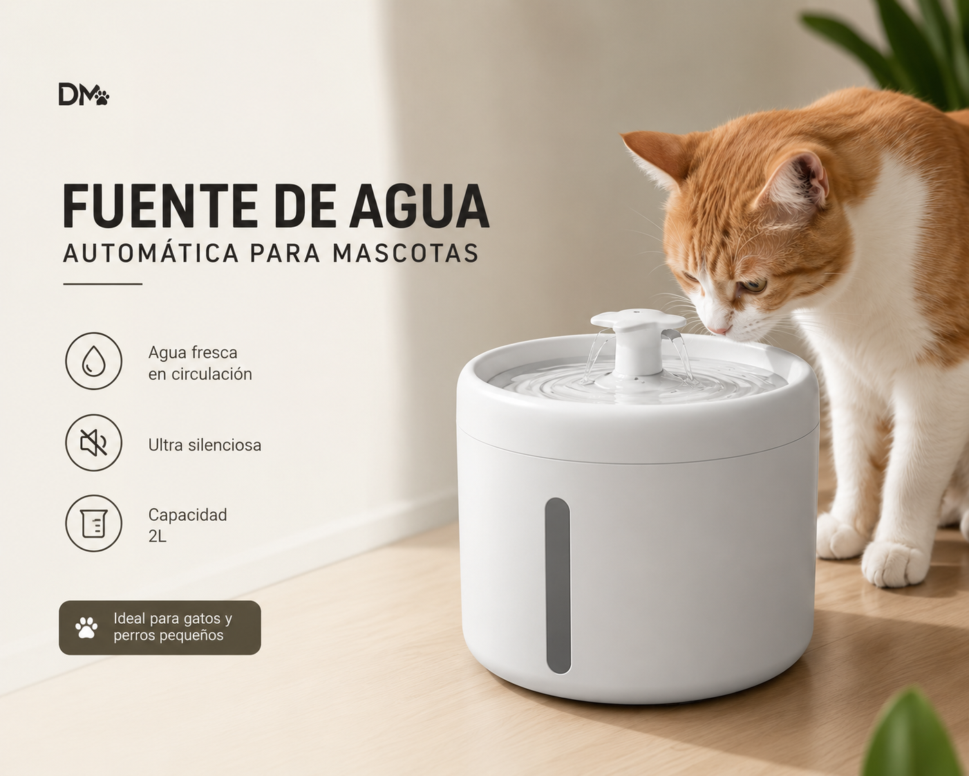 Fuente de Agua Automática para Mascotas